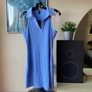 Blue Wild Fable bodycon knit polo dress